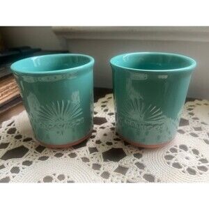 Set of 2 Casamigos Tequila Teal Ceramic Cups